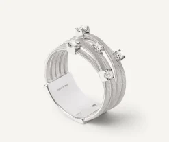 Five-Band White Gold Ring With Prong-Set Diamonds And A Diamond-Studded Plaque|Marco Bicego Cheap
