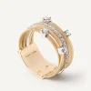 Five-Band Yellow Gold Ring With Prong-Set Diamonds And A Diamond-Studded Plaque|Marco Bicego Hot