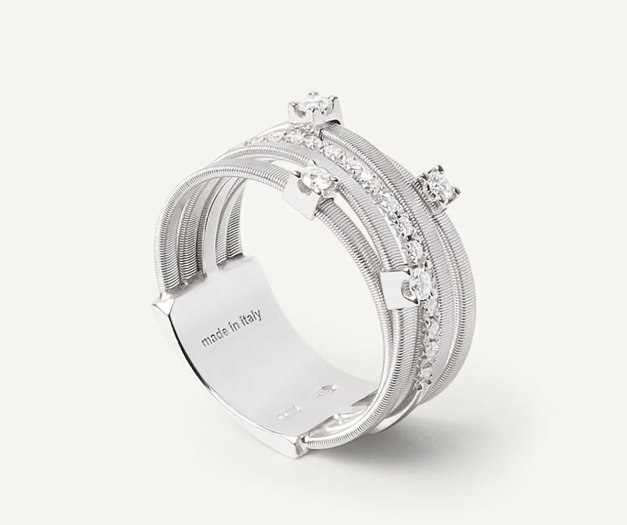 Five-Band Yellow Gold Ring With Prong-Set Diamonds And A Diamond-Studded Plaque|Marco Bicego Best