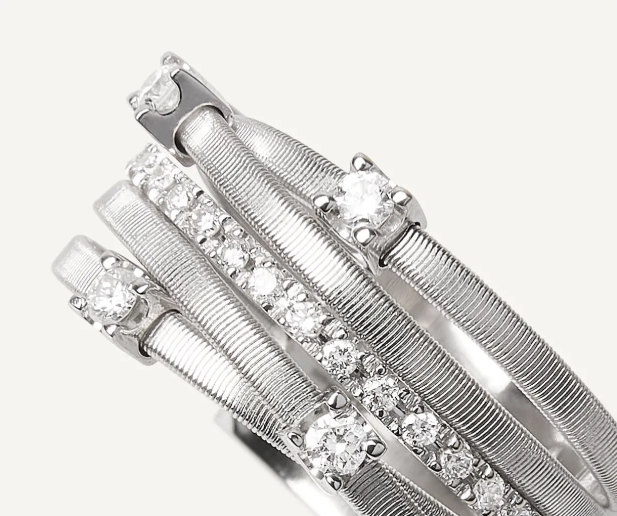 Five-Band Yellow Gold Ring With Prong-Set Diamonds And A Diamond-Studded Plaque|Marco Bicego Best