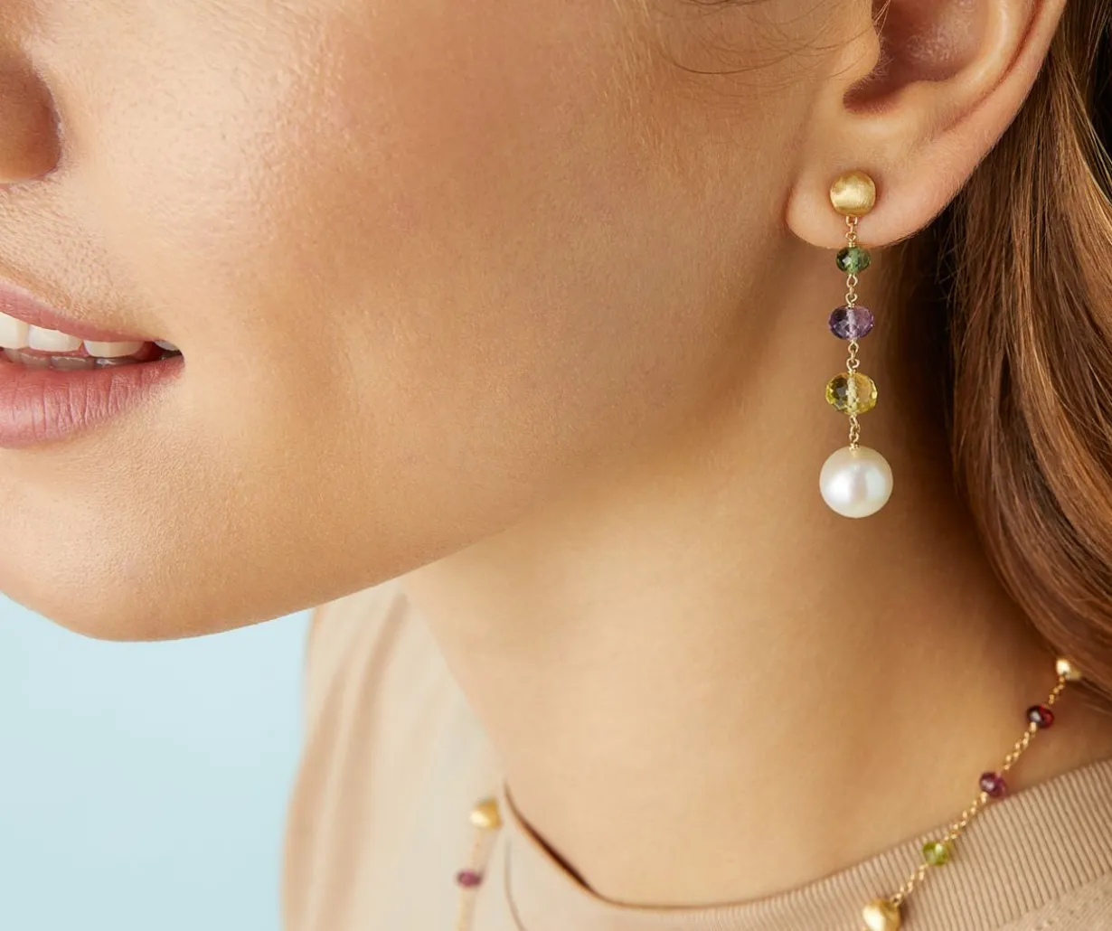 Gemstone And Pearl Drop Earrings|Marco Bicego Best Sale