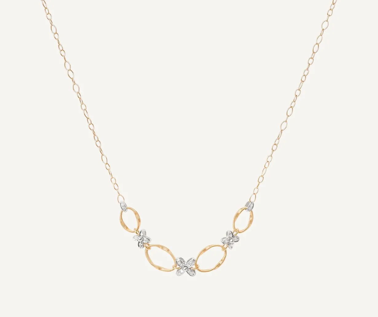Gold Chain Necklace With Floral Diamond Elements|Marco Bicego Hot