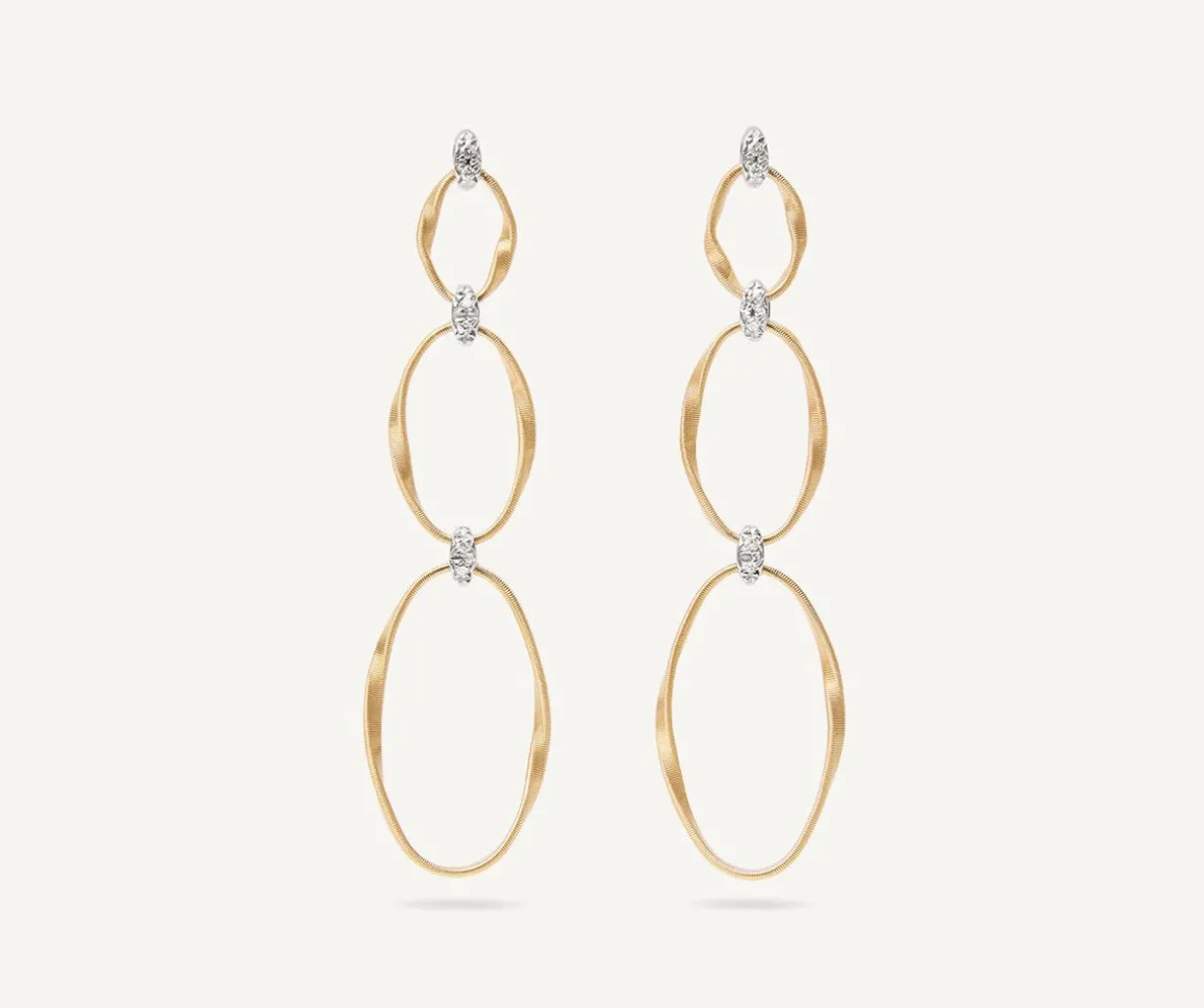 Gold Diamond Earrings With Three Elements|Marco Bicego Best