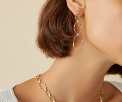 Gold Diamond Earrings With Three Elements|Marco Bicego Best