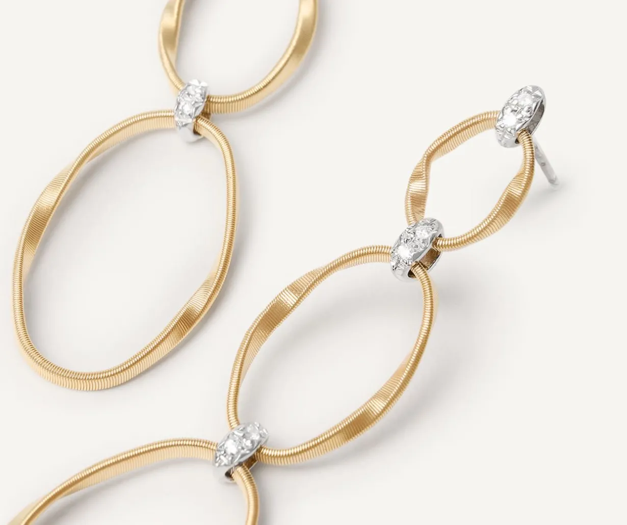 Gold Diamond Earrings With Three Elements|Marco Bicego Best