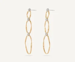 Gold Diamond Earrings With Three Elements|Marco Bicego Best