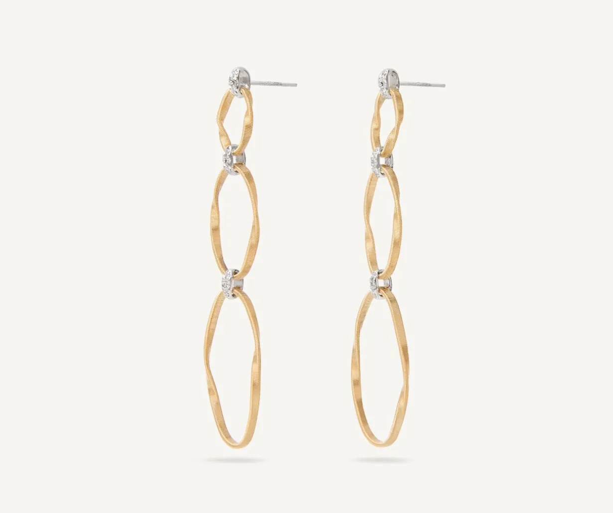 Gold Diamond Earrings With Three Elements|Marco Bicego Best
