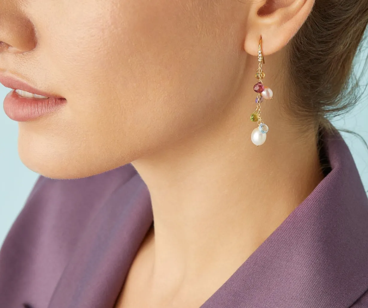 Gold Drop Earrings With Diamonds, Pearls And Gemstones|Marco Bicego Best Sale