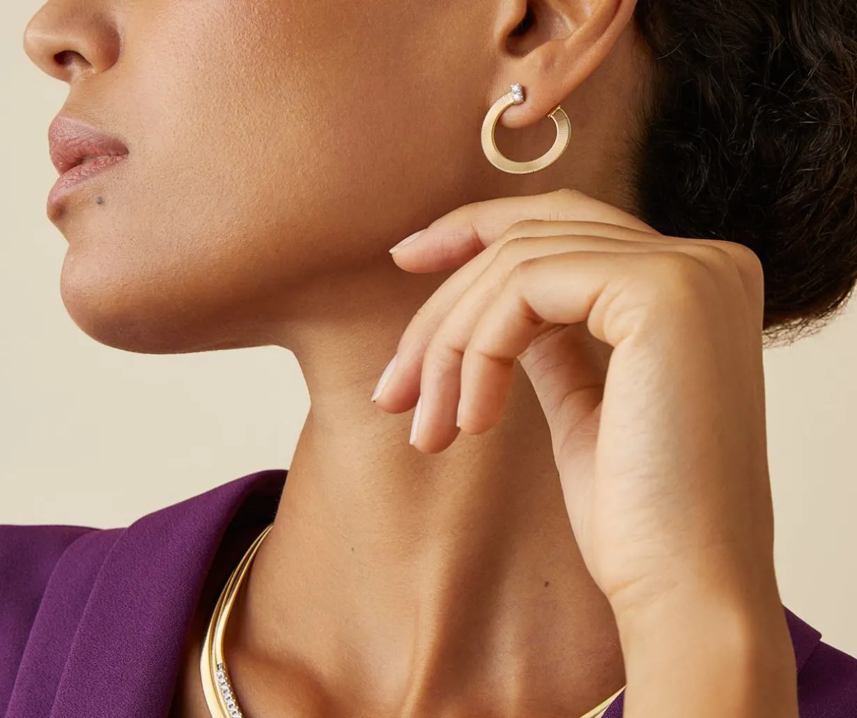 Gold Hoop Earrings With Diamonds, Small|Marco Bicego Fashion