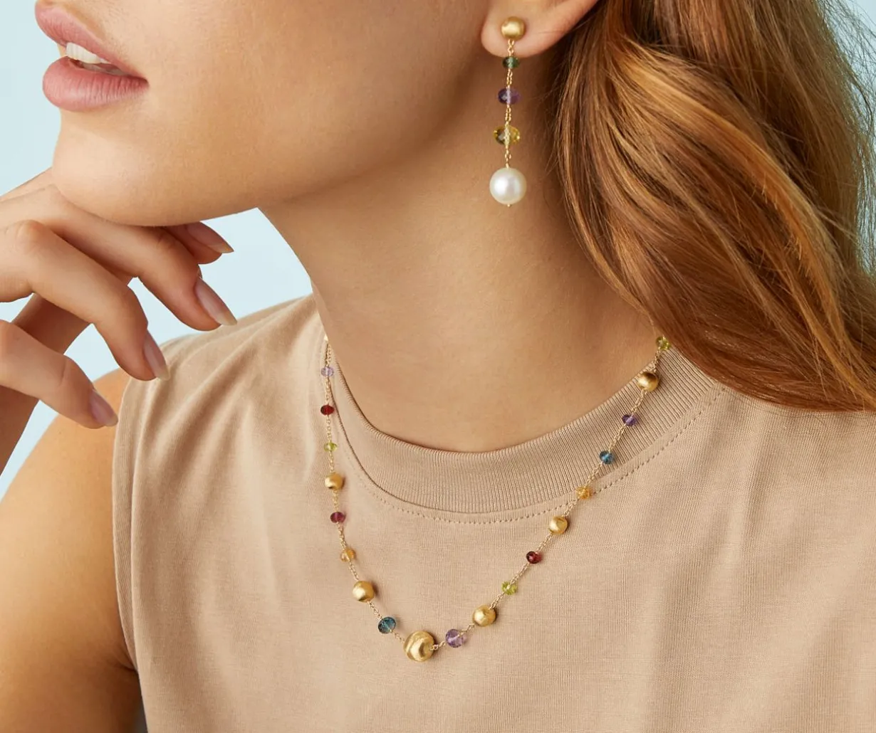 Gold Necklace With Multicoloured Gemstones|Marco Bicego Cheap
