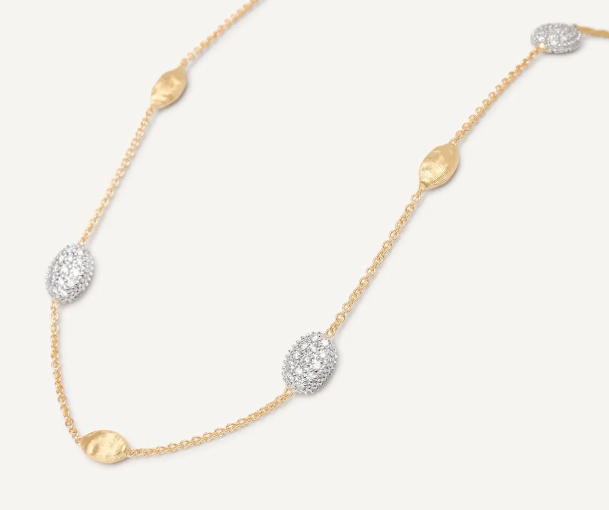 Gold Necklace With Oval Elements And Diamonds|Marco Bicego Flash Sale