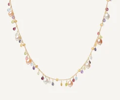 Gold Necklace With Pearls And Multicoloured Gemstones|Marco Bicego Cheap