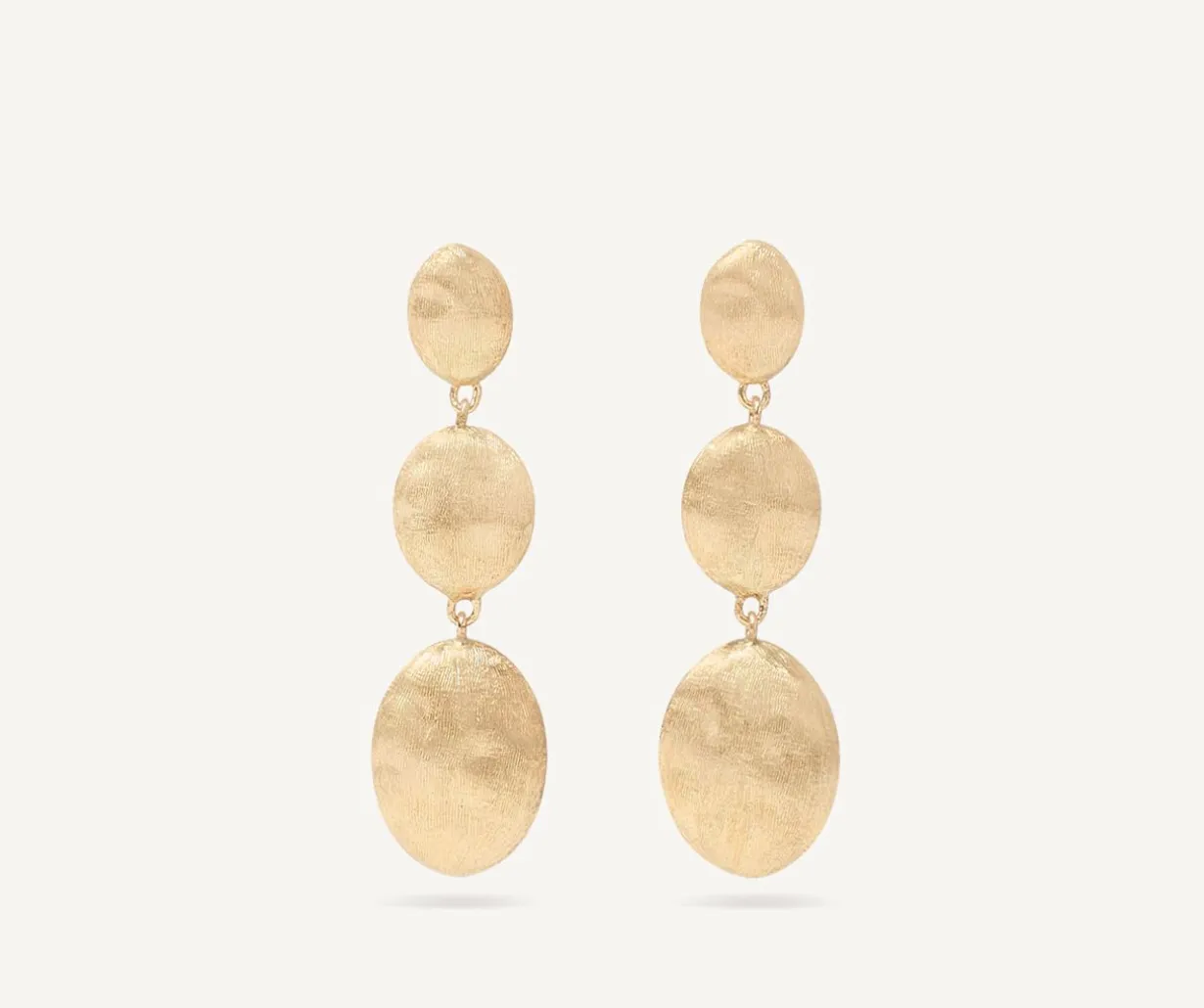 Gold Triple Earrings With Oval Elements|Marco Bicego Fashion