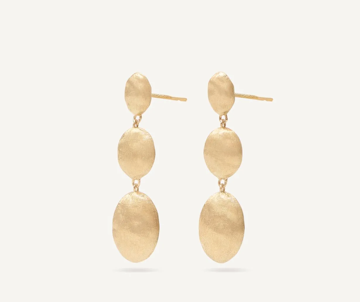 Gold Triple Earrings With Oval Elements|Marco Bicego Fashion