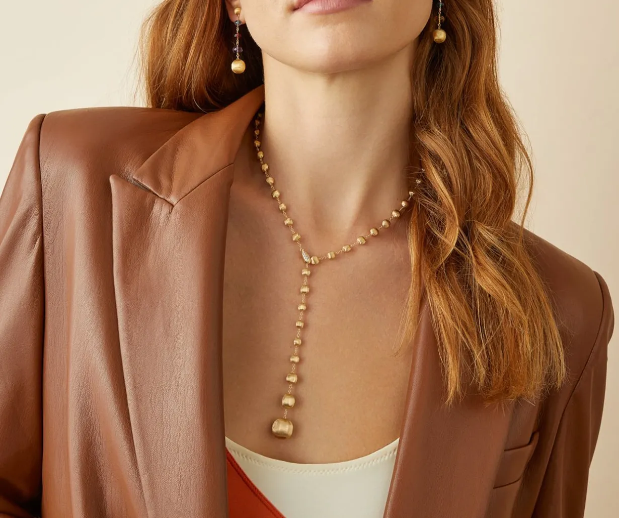 18Kt Yellow Gold And Diamond Lariat Necklace|Marco Bicego Online
