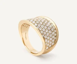18Kt Yellow Gold Band Ring With Diamonds|Marco Bicego Best