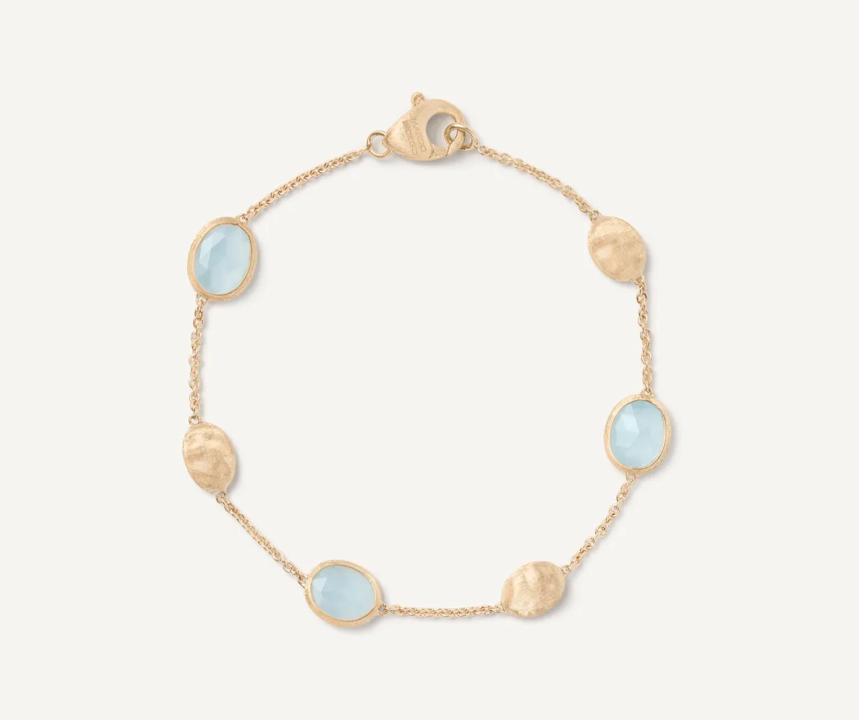 18Kt Yellow Gold Bracelet With Oval Elements And Aquamarine|Marco Bicego Store