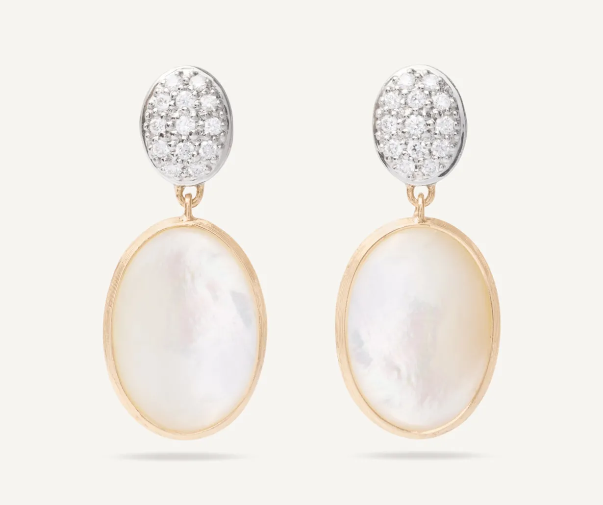 18Kt Yellow Gold Double Earrings With Diamonds And Mother-Of-Pearl|Marco Bicego Outlet