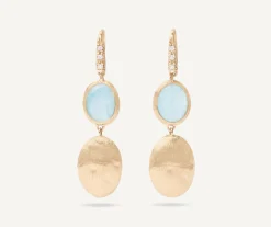 18Kt Yellow Gold Earrings With Aquamarine And Diamond Hook|Marco Bicego Cheap