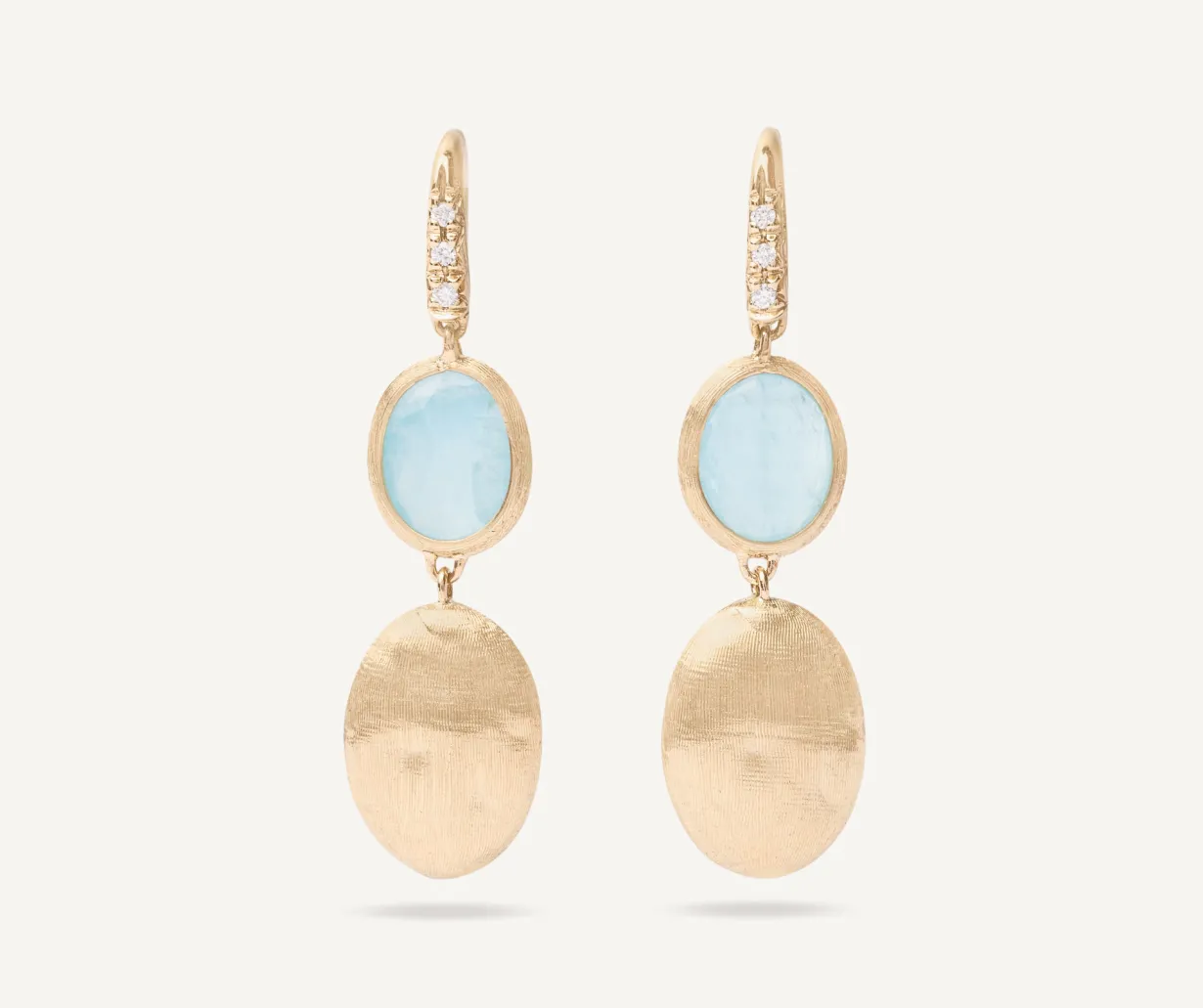 18Kt Yellow Gold Earrings With Aquamarine And Diamond Hook|Marco Bicego Cheap