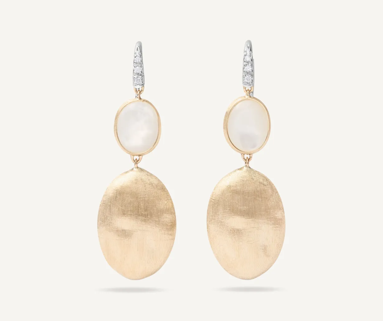 18Kt Yellow Gold Earrings With Mother-Of-Pearl And Diamond Hook|Marco Bicego Discount