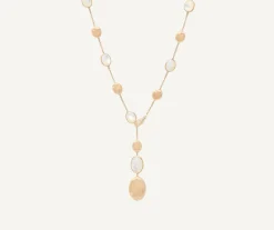 18Kt Yellow Gold Lariat Necklace With Mother-Of-Pearl And Diamonds|Marco Bicego Sale