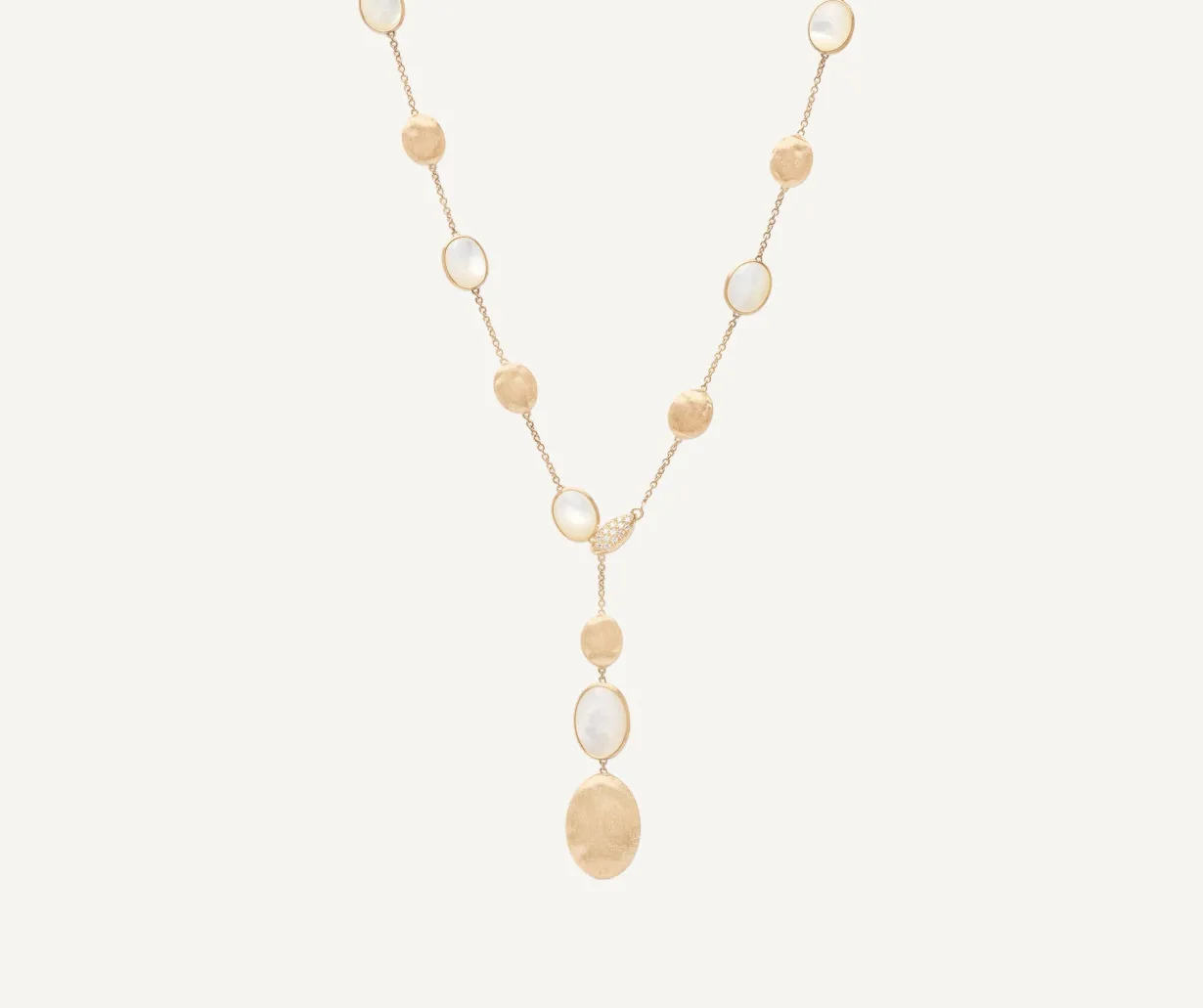 18Kt Yellow Gold Lariat Necklace With Mother-Of-Pearl And Diamonds|Marco Bicego Sale