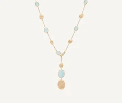 18Kt Yellow Gold Lariat Necklace With Aquamarines And Diamonds|Marco Bicego Discount
