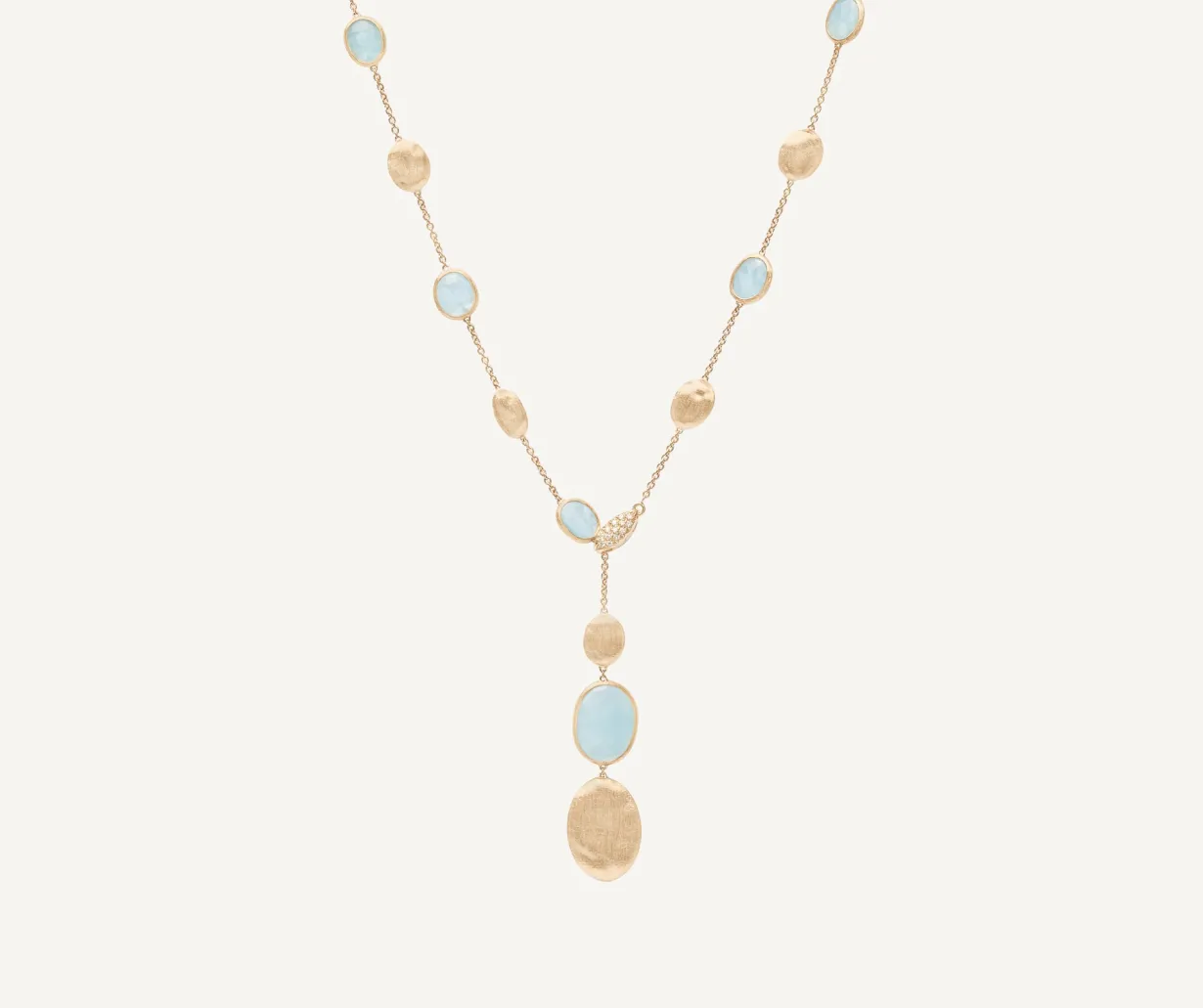 18Kt Yellow Gold Lariat Necklace With Aquamarines And Diamonds|Marco Bicego Discount
