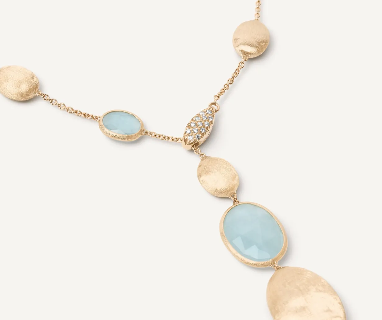 18Kt Yellow Gold Lariat Necklace With Aquamarines And Diamonds|Marco Bicego Discount