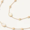 18Kt Yellow Gold Long Necklace With Small Ovals, Mother-Of-Pearl, And Diamonds|Marco Bicego Flash Sale