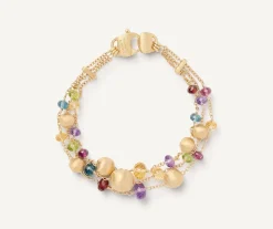 18Kt Yellow Gold Mixed Gemstone Three-Strand Bracelet|Marco Bicego New