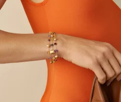 18Kt Yellow Gold Mixed Gemstone Three-Strand Bracelet|Marco Bicego New