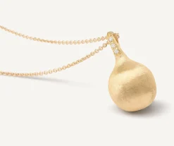 18Kt Yellow Gold Necklace With Round Diamond Pendant|Marco Bicego Sale