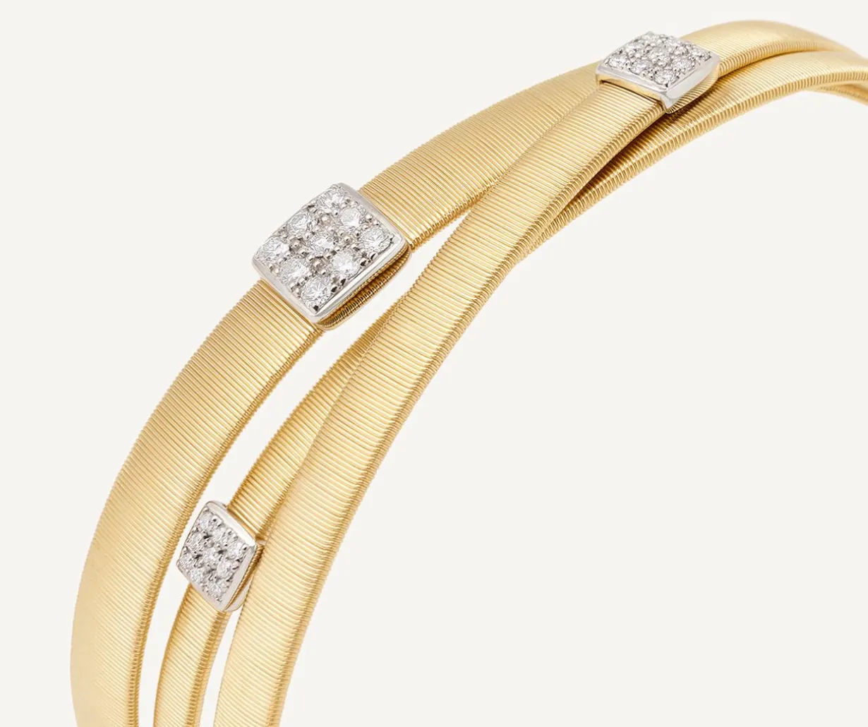 18Kt Yellow Gold Three-Strand Bracelet With Diamond Pave|Marco Bicego Store