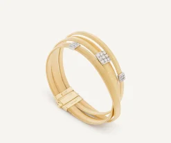 18Kt Yellow Gold Three-Strand Bracelet With Diamond Pave|Marco Bicego Store