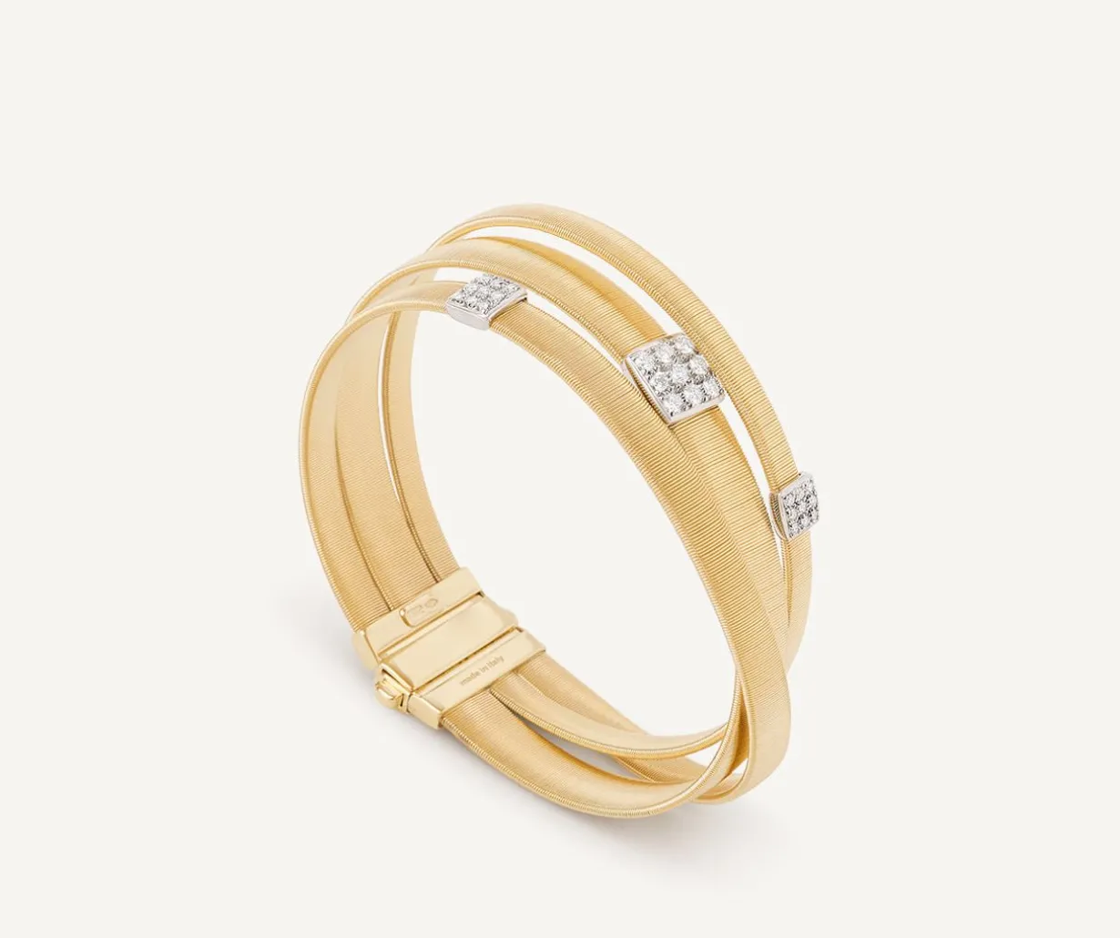 18Kt Yellow Gold Three-Strand Bracelet With Diamond Pave|Marco Bicego Store