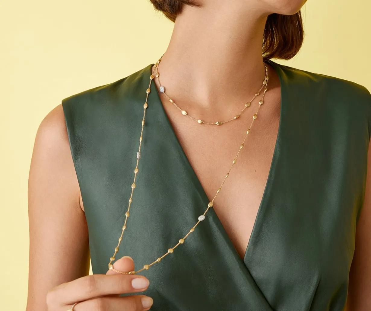 Long Necklace With Oval Elements And Diamonds|Marco Bicego Cheap