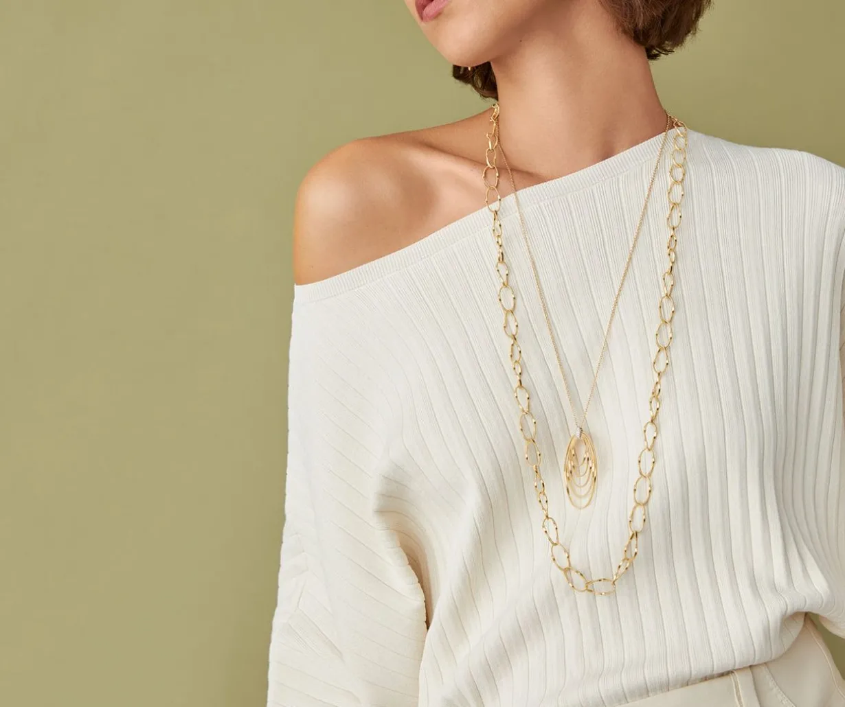 Long Pendant With Oval Elements And Diamonds|Marco Bicego Flash Sale