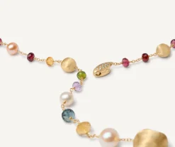 Mixed Gemstone And Pearls 18Kt Yellow Gold Lariat Necklace|Marco Bicego Cheap