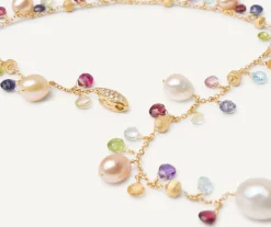 Pearls And Mixed Gemstone 18Kt Yellow Gold Lariat Necklace|Marco Bicego Outlet