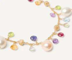 Pearls And Multicoloured Gemstone Single-Strand 18Kt Yellow Gold Bracelet|Marco Bicego Discount