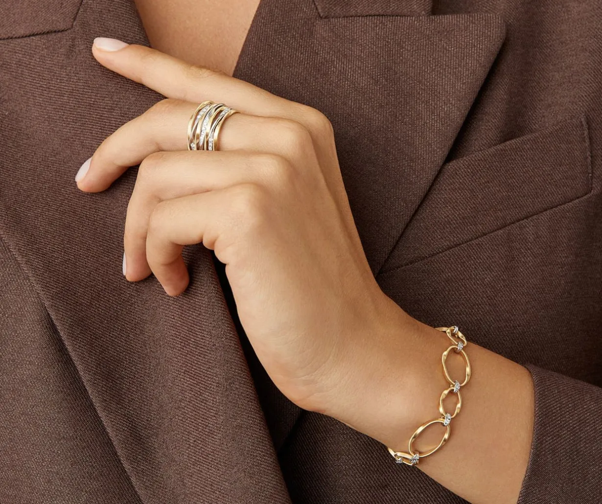 Seven-Band Ring With Diamond-Studded Plaques|Marco Bicego Flash Sale