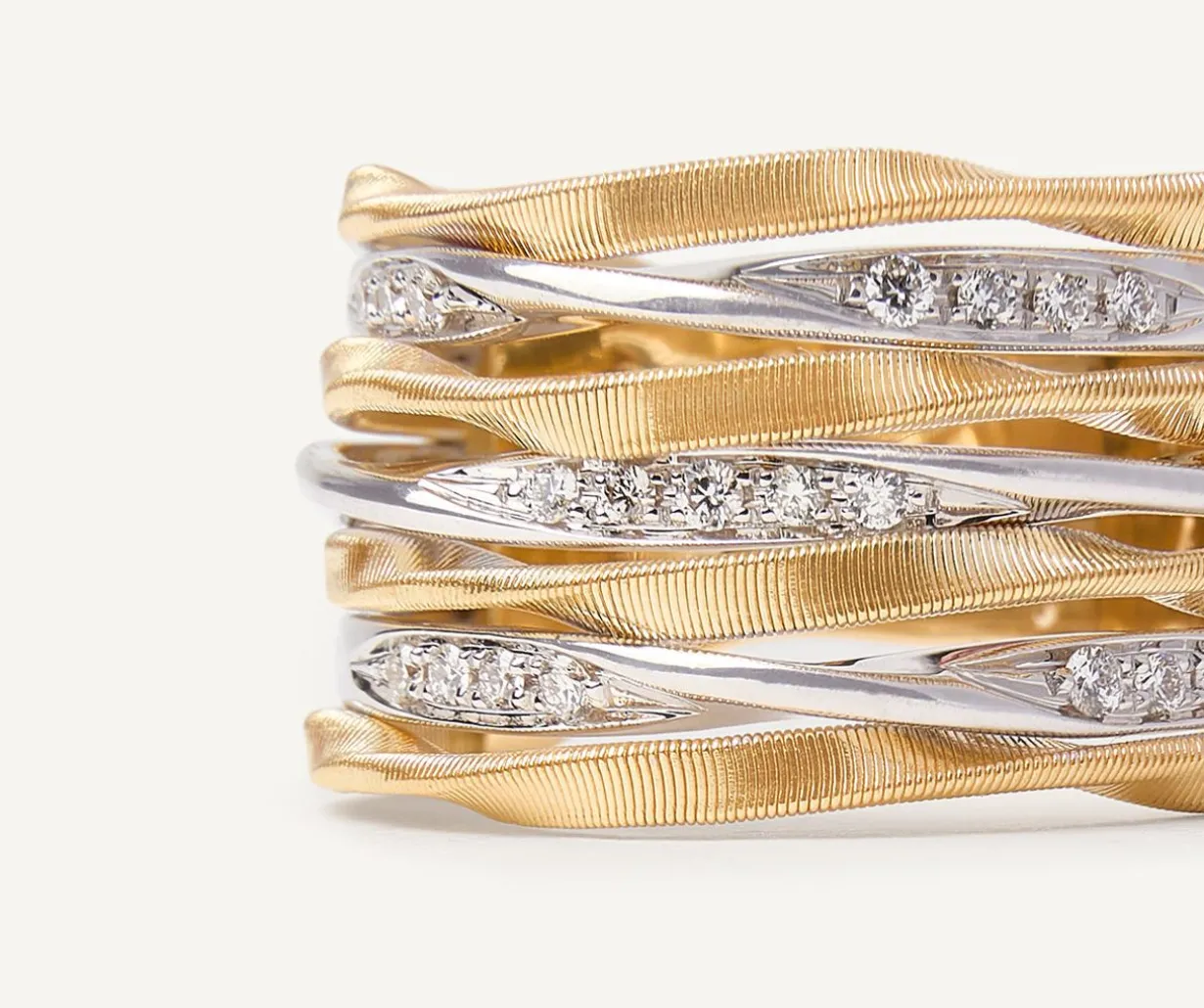 Seven-Band Ring With Diamond-Studded Plaques|Marco Bicego Flash Sale