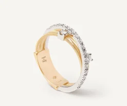 Three-Band Ring With Prong-Set Diamonds And A Diamond-Studded Plaque|Marco Bicego Clearance