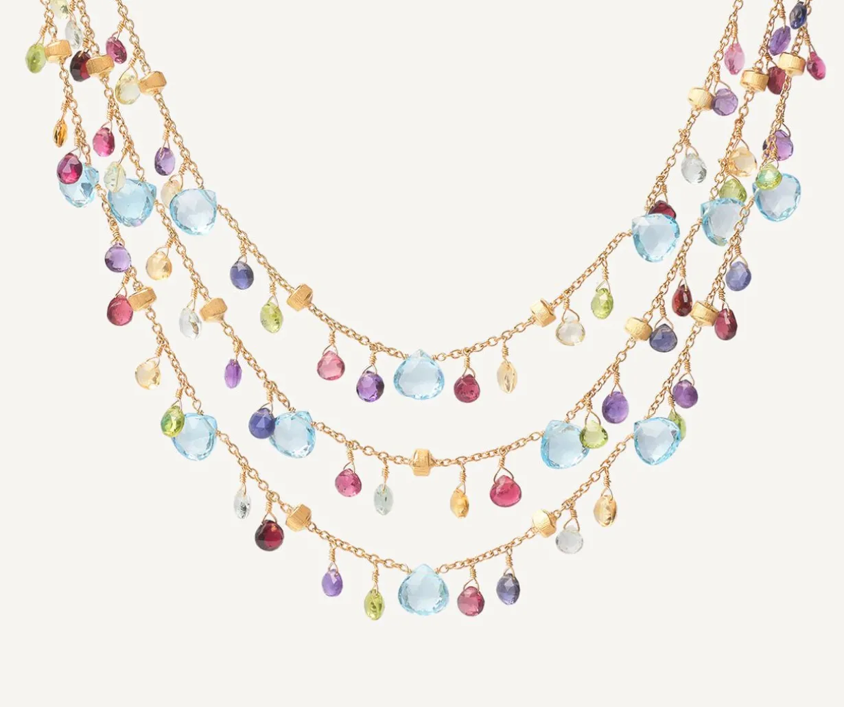 Three-Strand Chain Necklace With Multicoloured Gemstones|Marco Bicego New