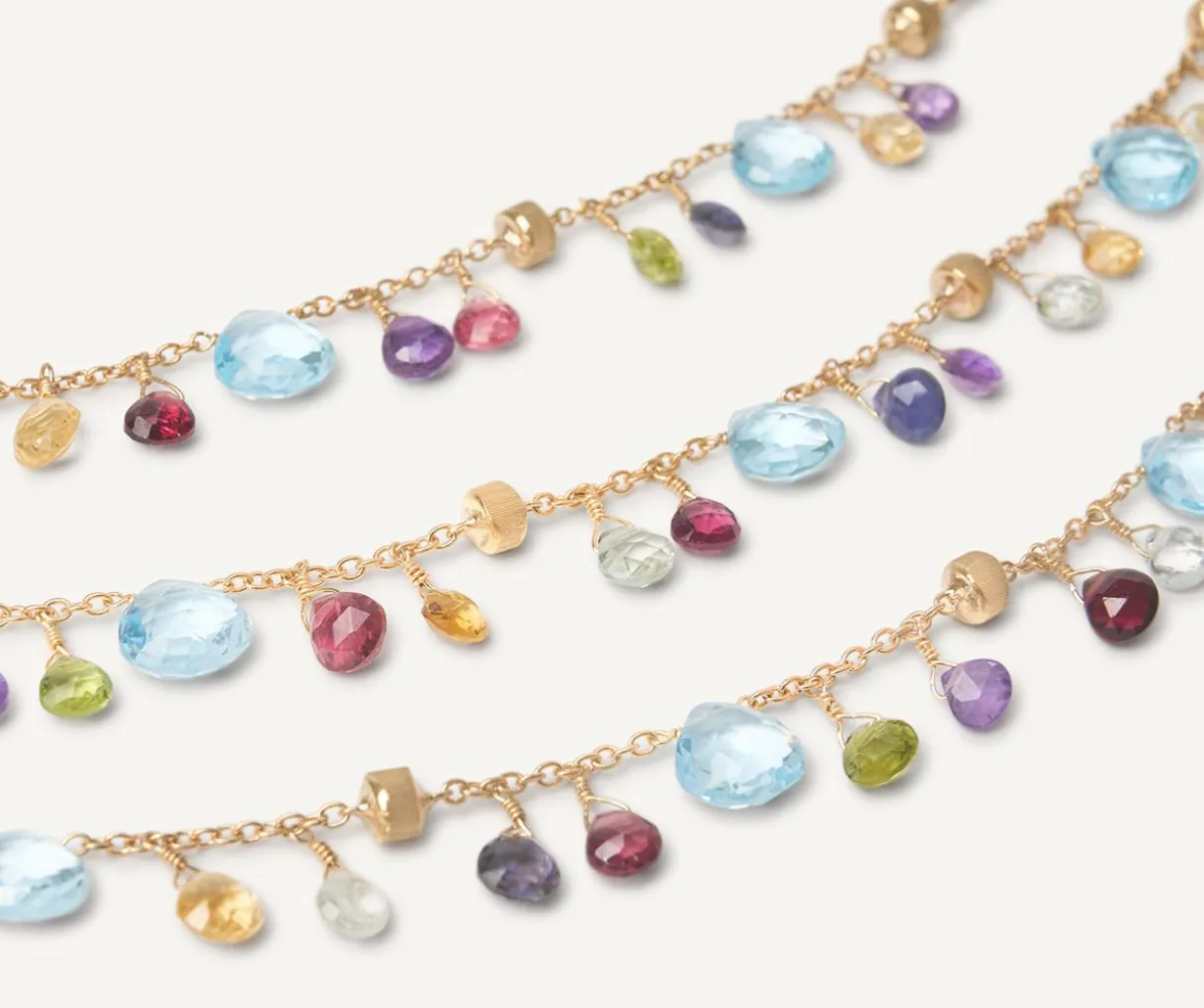 Three-Strand Chain Necklace With Multicoloured Gemstones|Marco Bicego New